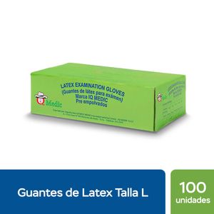 IQ Medic Guantes de Látex Pre Empolvados Talla L - Caja 100 und