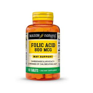 Mason Ácido Fólico 800 mcg Tabletas - Frasco 100 und