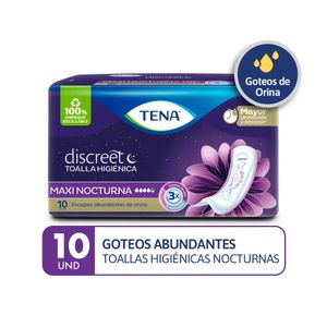 Tena Discreet Maxi Nocturna Toallas Higiénicas - Bolsa 10 und