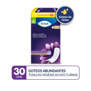 Tena Discreet Maxi Nocturna Toallas Higiénicas - Bolsa 30 und