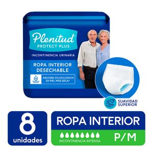 Plenitud Protect Plus Ropa Interior Desechable Adultos Talla P/M - Bolsa 8 und