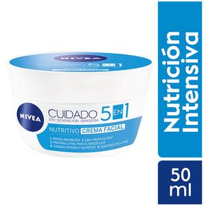 Nivea 5 en 1 Cuidado Nutritivo Crema Facial - Pote 50 ml