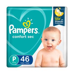 Pampers Confort Sec Pañales para Bebé Talla P - Bolsa 46 und