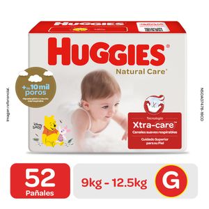 Huggies Natural Care Pañales para Bebé Talla G - Bolsa 52 und