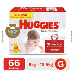 Huggies Natural Care Pañales para Bebé Talla G - Bolsa 66 und