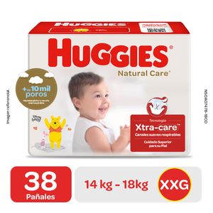 Huggies Natural Care Pañales para Bebé Talla XXG - Bolsa 38 und