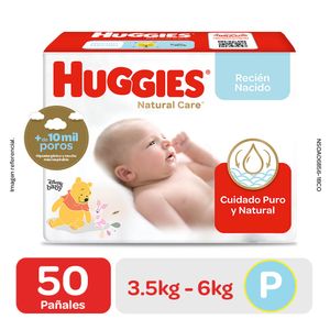 Huggies Natural Care Pañales para Bebé Talla P - Bolsa 50 und