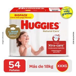 Huggies Natural Care Pañales para Bebé Talla XXXG - Bolsa 54 und