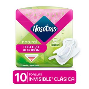 Nosotras Natural Invisible Clásica Toallas Higiénicas - Bolsa 10 und