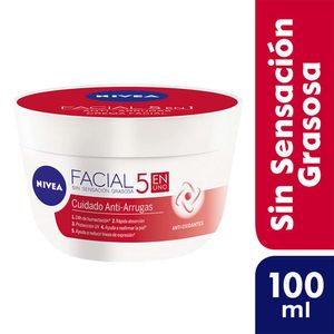 Nivea 5 en 1 Cuidado Antiarrugas Crema Facial - Pote 100 ml