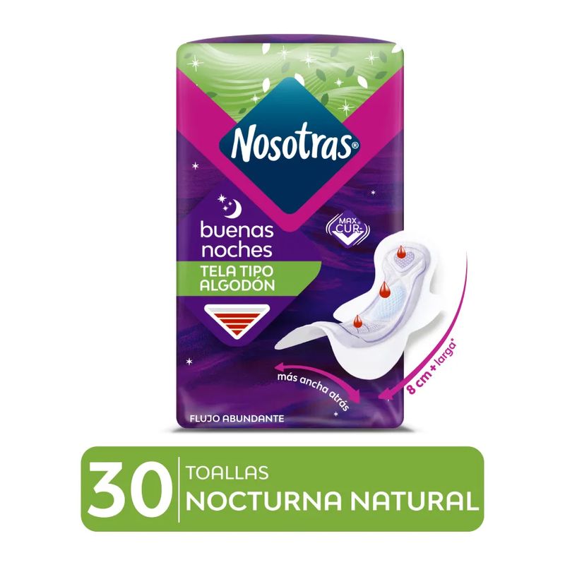 Nosotras-Buenas-Noches-Natural-Toallas-Higienicas---Bolsa-30-und