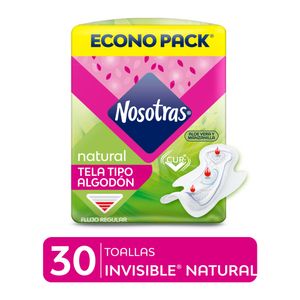 Nosotras Natural Invisible Algodón Toallas Higiénicas - Bolsa 30 und