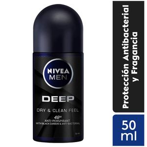 Nivea Men Deep Dry & Clean Feel 48H Antitranspirante Roll On - Frasco 50 ml