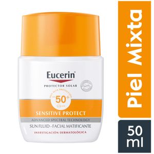 Eucerin Sun Sensitive FPS50+ Protector Solar Matificante Tono Invisible - Frasco 50 ml