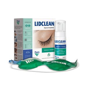 Lidclean Espuma Limpiadora de Párpados y Pestañas 50 ml + Gafas + 100 Gasas + 20 Aplicadores - Caja 1 kit