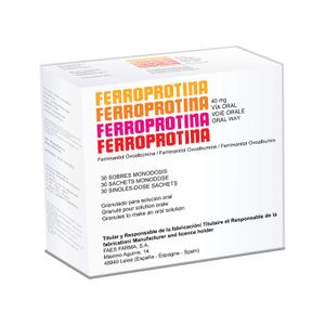 Ferroprotina 40 mg Granulado para Solución Oral Sobres - Caja 30 und