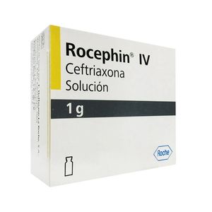 Rocephin IV 1 g Polvo para Solución Inyectable + Solvente - Caja 1 kit