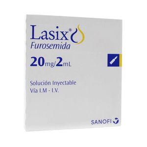 Lasix 20 mg/2 ml Solución Inyectable por Unidad - Una Ampolla 2 ml