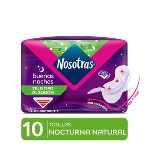 Nosotras Buenas Noches Natural Toallas Higiénicas - Bolsa 10 und