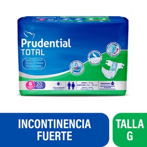 Prudential Total Pañales para Adulto Talla G - Bolsa 20 und