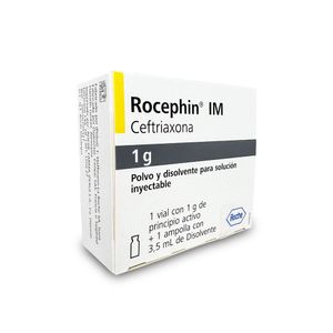 Rocephin 1 g/3.5 ml Polvo para Solución Inyectable + Solvente - Caja 1 kit