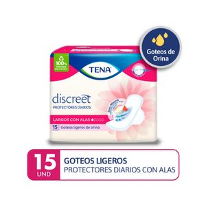 Tena Discreet Largos con Alas Protectores Diarios - Bolsa 15 und