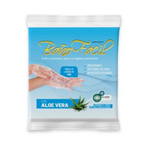 Baño Fácil con Aloe Vera Paño Jabonoso Sin Enjuague - Bolsa 10 und