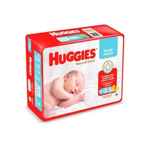 Huggies Natural Care Pañales para Bebé Talla Recién Nacido - Bolsa 20 und