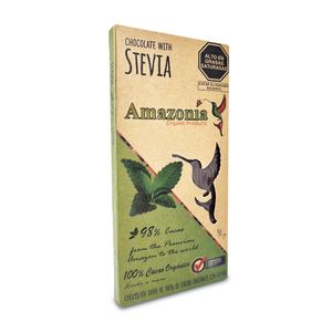 Amazonía Organic Chocolate Dark 98% con Stevia - Tableta 90 g