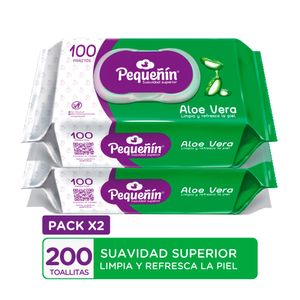 Pequeñín Aloe Natural Toallitas Húmedas - Pack 2 und (100 und c/u)