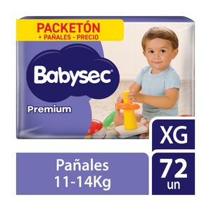 Babysec Premium Pañales para Bebé Talla XG - Bolsa 72 und