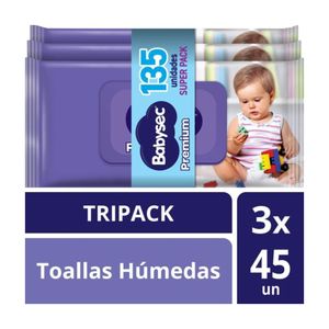 Babysec Premium Toallitas Húmedas - Pack 3 und (45 und c/u)