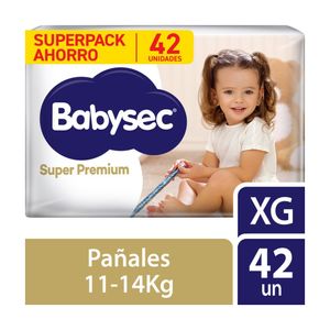 Babysec Super Premium Pañales para Bebé Talla XG - Bolsa 42 und