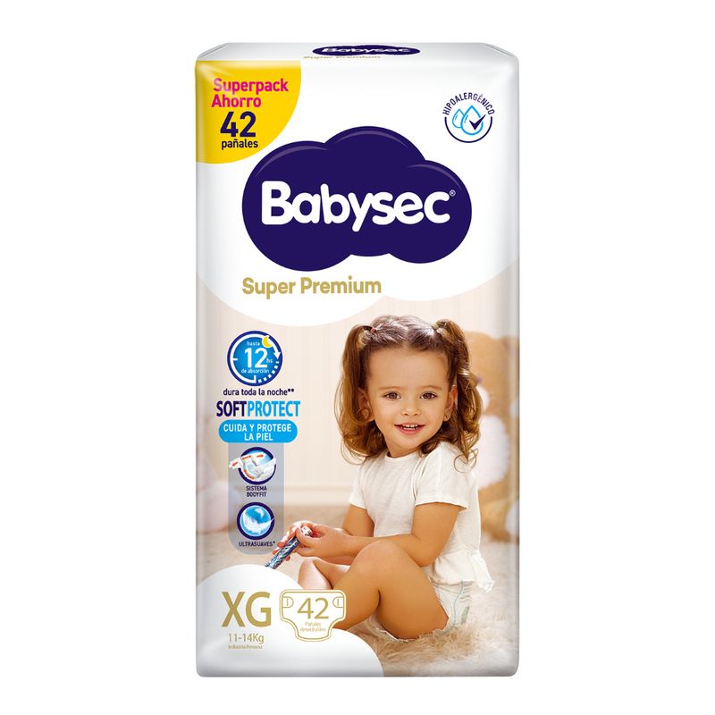 Babysec-Super-Premium-Pañales-para-Bebe-Talla-XG---Bolsa-42-und