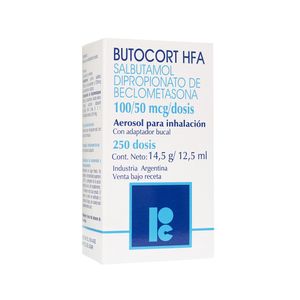 Butocort HFA 100 + 50 mcg Aerosol para inhalación 250 dss - Frasco 12.5 ml