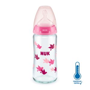 NUK First Choice 0 a 6 Meses Biberón de Vidrio Modelo Niña - Frasco 240 ml