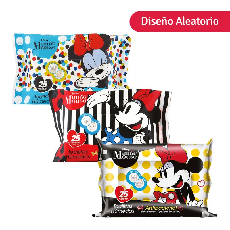 Tuinies-Minnie-Mouse-Toallitas-Humedas-Diseño-Aleatorio---Bolsa-25-und