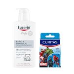 Pack-Eucerin-Baby-Baño---Shampoo-400-ml---Curitas-Marvel-20-und