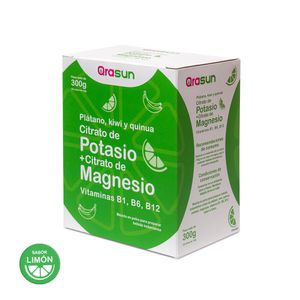 Qrasun Citrato de Potasio + Citrato de Magnesio + Vit B1, B6, B12 Mezcla en Polvo - Caja 300 g