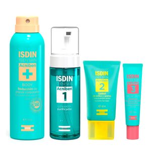 Pack Isdin Acniben Limpiador 150ml + Gel 40ml + Body Spray 150ml + Spot Gel 15ml