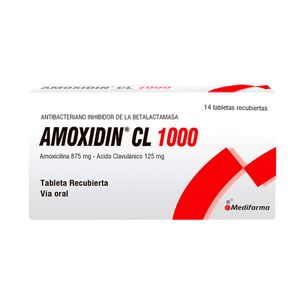 Amoxidin CL 1000 mg Tabletas Recubiertas - Caja 14 und