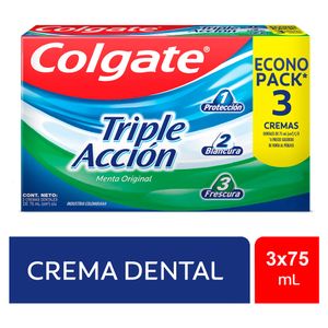 Colgate Triple Acción Crema Dental - Pack 3 und (75 ml c/u)