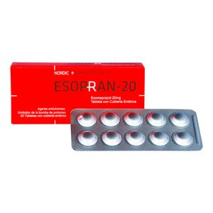 Esopran 20 mg  Tabletas con Cubiertas Entéricas - Caja 20 unid