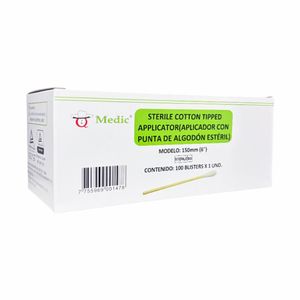 IQ Medic Aplicadores con Punta de Algodón Estéril (6") - Caja 100 und