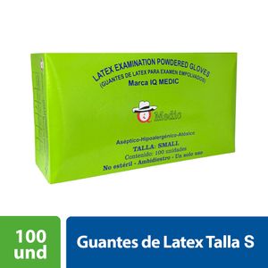 IQ Medic Guantes de Látex Pre Empolvados Talla S - Caja 100 und