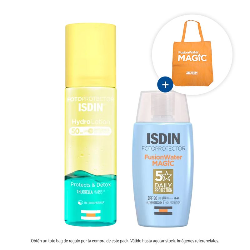 Pack-Isdin-Fotoprotector-Hydro-Lotion-Spray-200-ml---Fusion-Water-Magic-50-ml