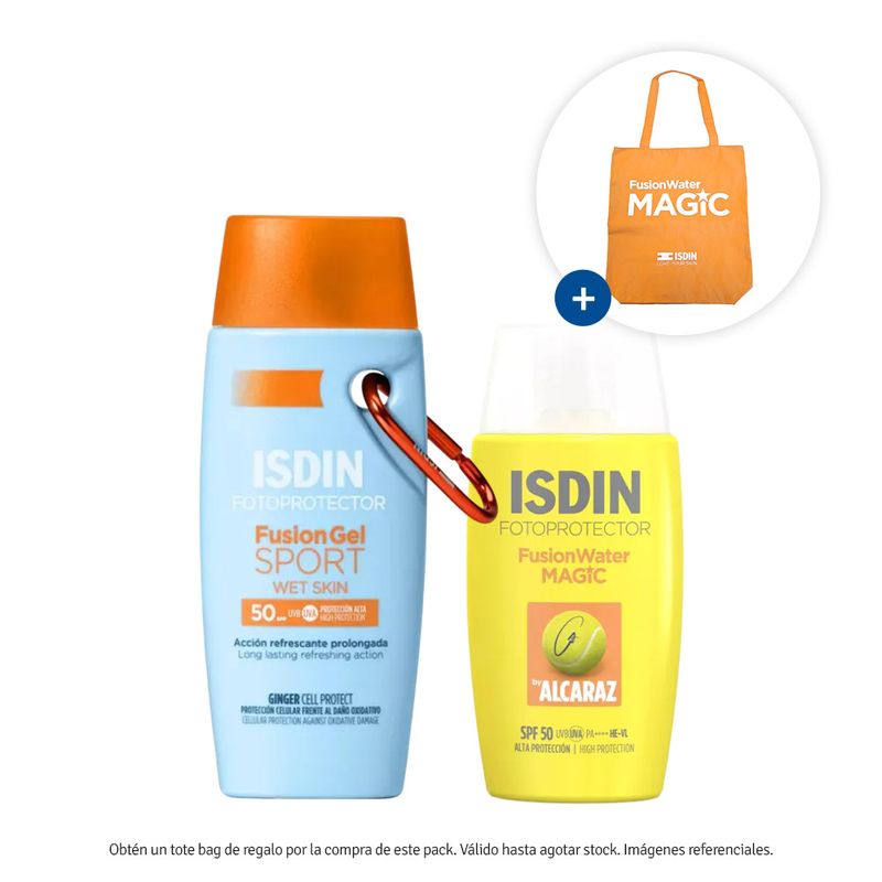 Pack-Isdin-Fotoprotector-Sport-Gel-100-ml---Fusin-Water-Magic-Alcaraz-50-ml