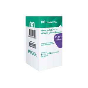 Amoxicilina 875 mg + Ácido Clavulánico 125 mg MT Comprimidos Recubiertos - Frasco 14 und
