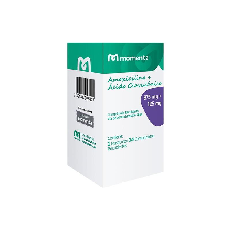 Amoxicilina-875-mg---Acido-Clavulanico-125-mg-MT-Comprimidos-Recubiertos---Frasco-14-und