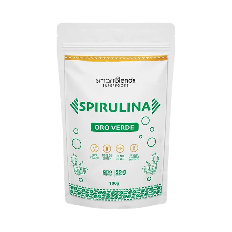 Smart-Blends-Spirulina-Oro-Verde-Mezcla-Instantanea---Bolsa-100-mg